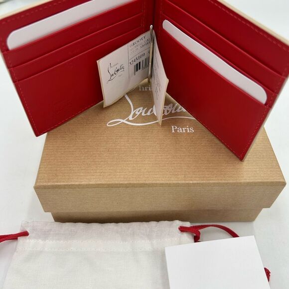 Men's Christian Louboutin calf leather wallet made in Italy NWT - Picture 2 of 9